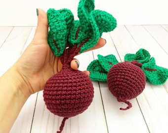Crocheted Beet Soft Toy The Office Themed Beet Decor Crocheted Vegetables Play Kitchen Beet Toy for Toddlers Play Food Beet Plushie
