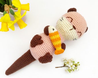 Crocheted Otter Soft Toy Otter Plushie Otter Nursery Decor Otter Amigurumi Gift Idea for Baby Toddler Child