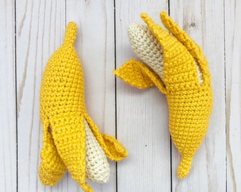 Cotton Crochet Banana Soft Toy Banana Plushie Pretend Play Food Banana Kitchen Toy Banana for Home Decor