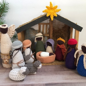 Complete Multicultural Nativity Set Unique Crocheted Nativity Black Nativity Christmas Decoration Nativity Set for Kids Minimalist Nativity