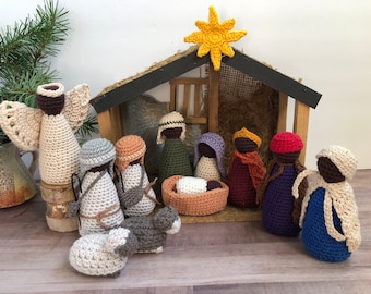 Complete Multicultural Nativity Set Unique Crocheted Nativity Black Nativity Christmas Decoration Nativity Set for Kids Minimalist Nativity