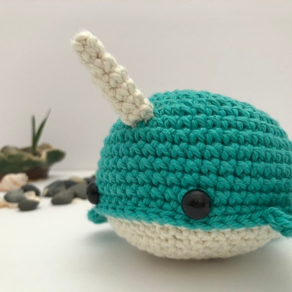 Cotton Crochet Narwhal Soft Toy Narwhal Softie Narwhal Plushie Amigurumi Narwhal Gift Idea for Boy Tween Narwhal Lover Aquatic Nursery Decor