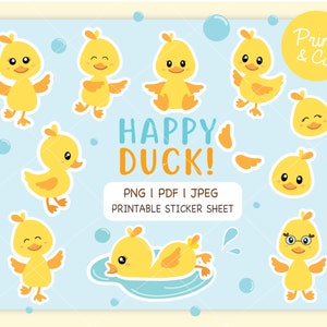 Ente PNG, Baby Ente, Gummiente, gelbe Ente, Wassertiere, bedruckbarer Aufkleber, digitaler Download, Enten Clipart Bundle-Set.