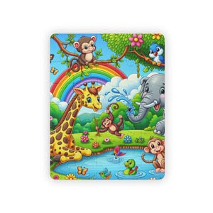 Rompecabezas de animales de colores para niños, divertido juguete educativo para niños pequeños, actividad de aprendizaje, regalos para niños, tema del arcoíris, rompecabezas de animales
