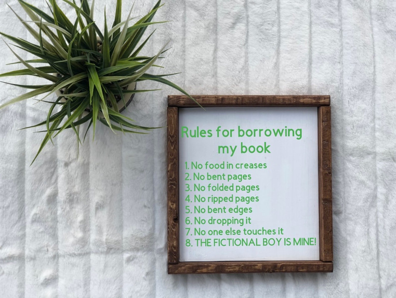 Rules for borrowing my books library wooden farmhouse inspired Etsy