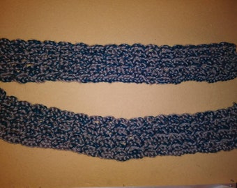 Gray and teal handmade crochet scarf