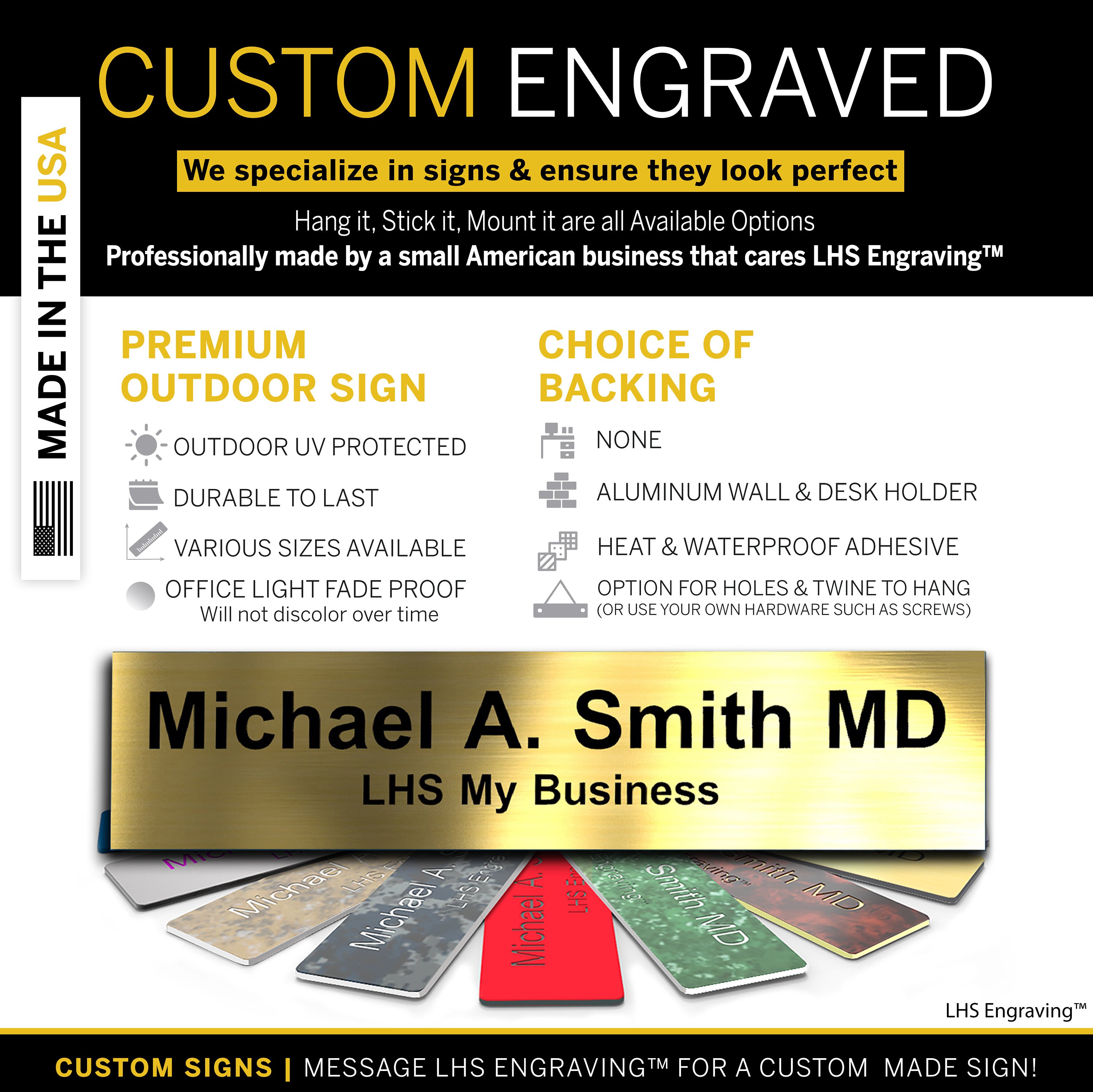 Office Door Name Plate Engraved Brushed Brass Plastic With Etsy Australia