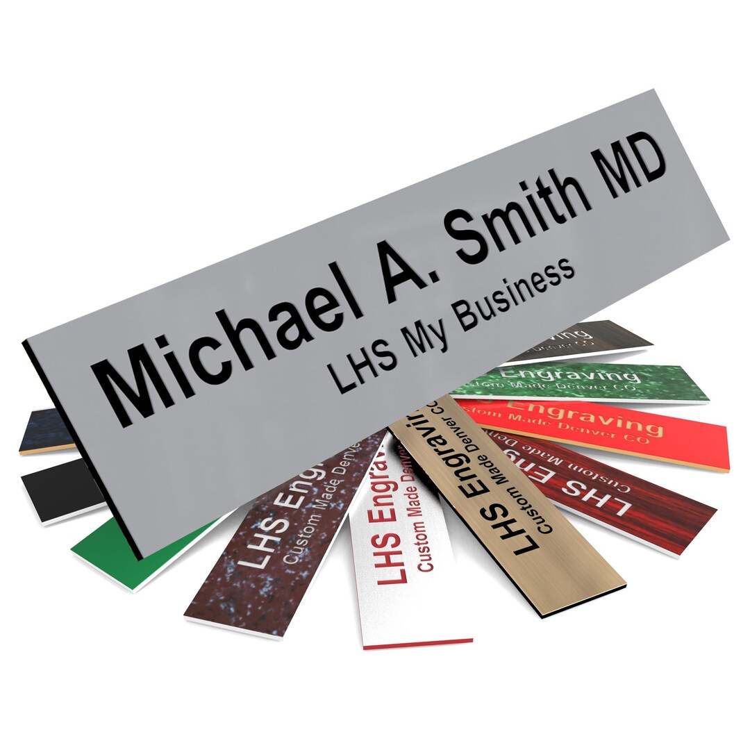Custom Office Door Sign Desk Name Plaque Engraved Gray Plastic Sign