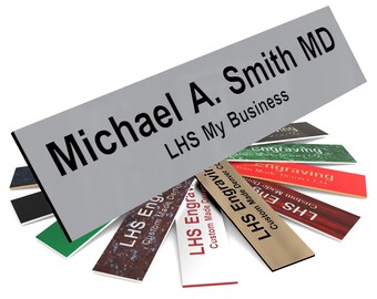 Custom Engraved Office Door Sign, Gray Plastic Name Plate