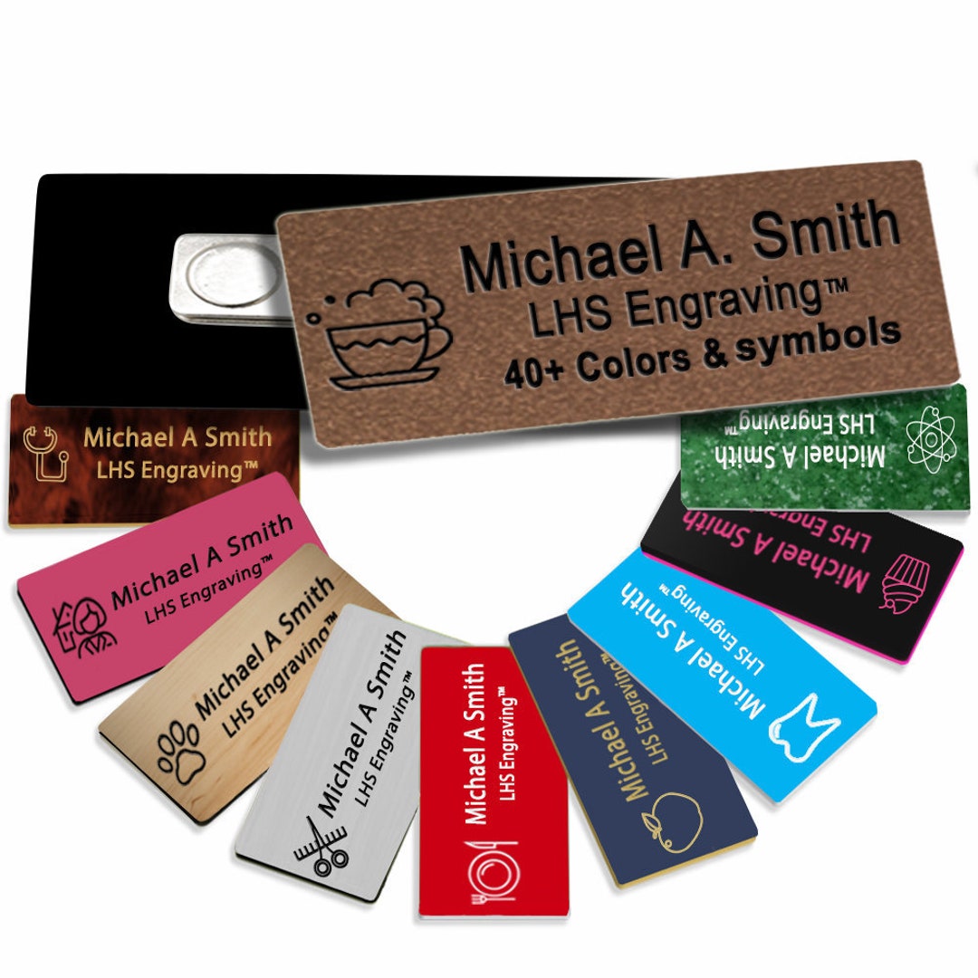 Work Name Tags Custom Engraved Plastic Name Tag – Work ID Badge - Etsy