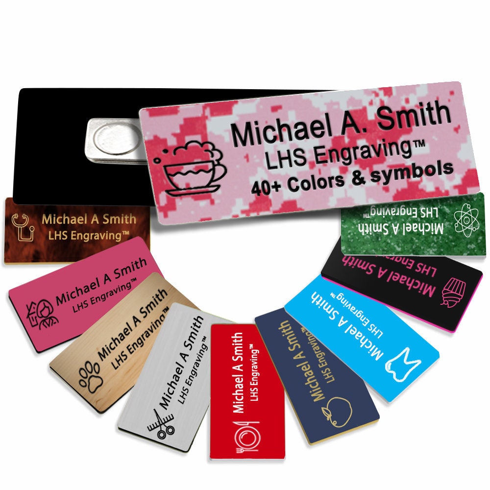 Business Name Tag For Work Custom Engraved Digicam Pink Etsy name-tags-i-drew-for-kids-i-work-with-5-art-projects-for-teens-name
