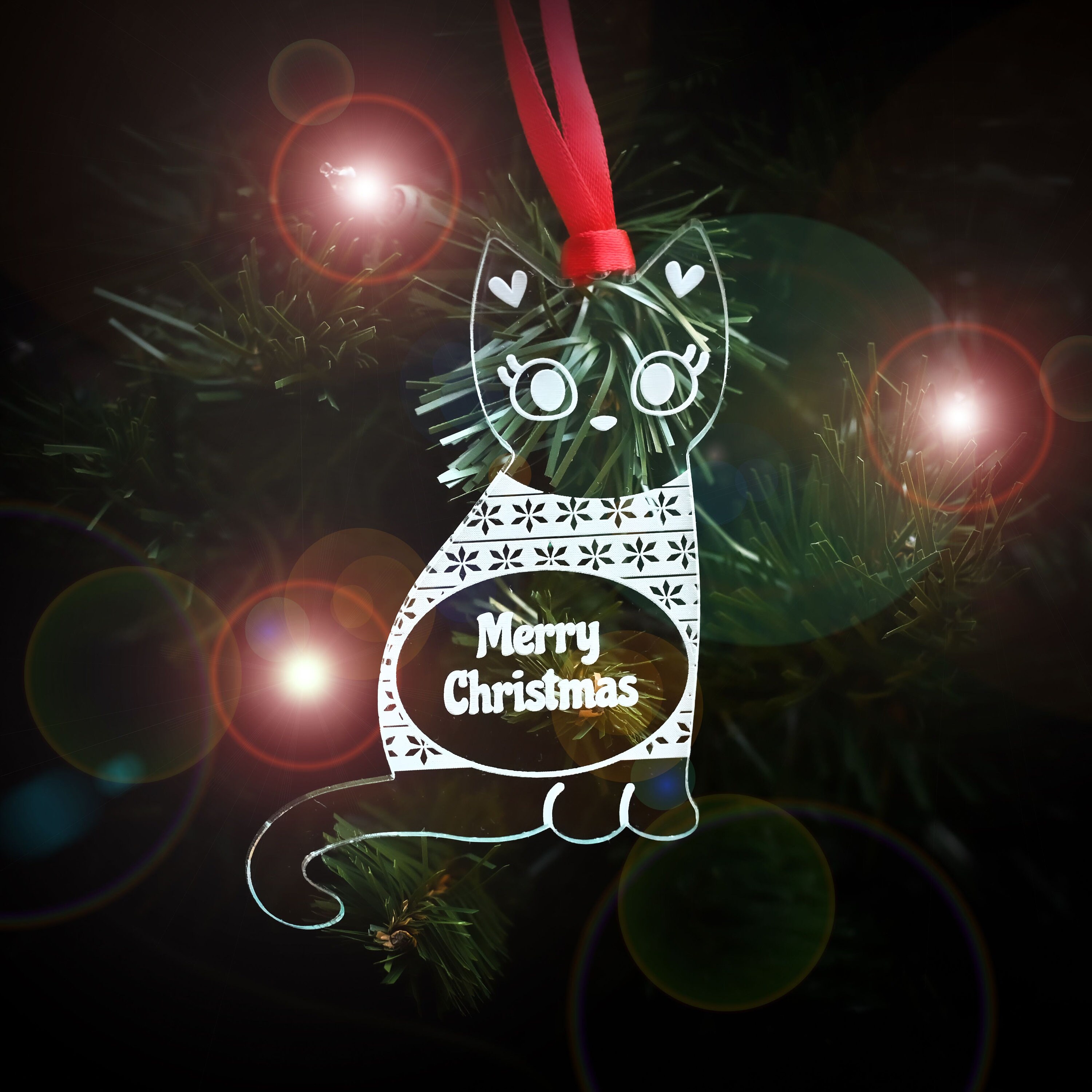 Cat Ornaments For Christmas Tree Personalized Decorations For Etsy