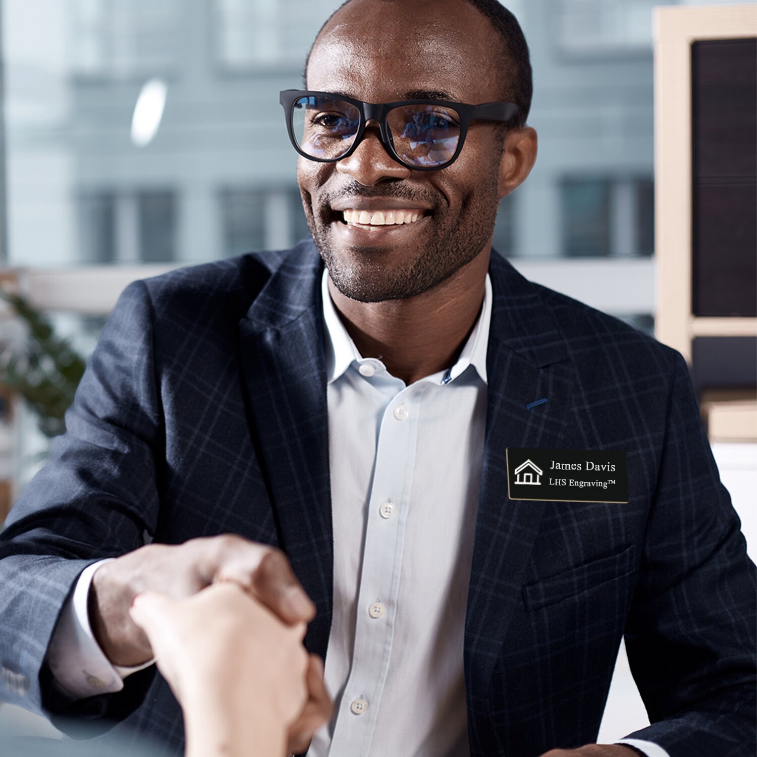 Business Name Tag for Work Custom Engraved Plaque Black Etsy