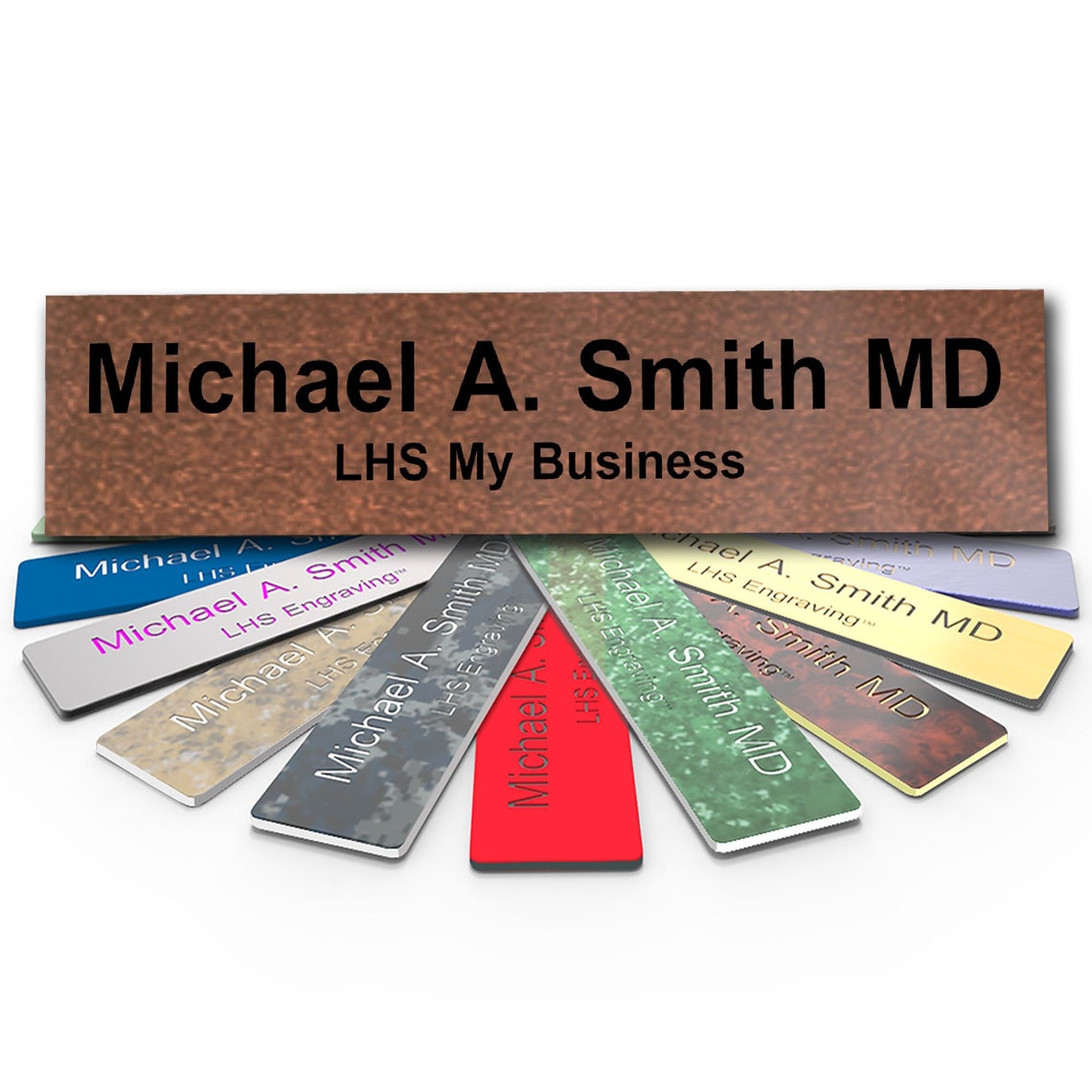 Custom Desk Plaque Personalized Office Sign Textured Copper Etsy