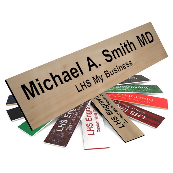 Custom Office Nameplate Personalized Engraving Cashew Plastic with Black Lettering, Desk Plate Custom Size | Made in USA N6