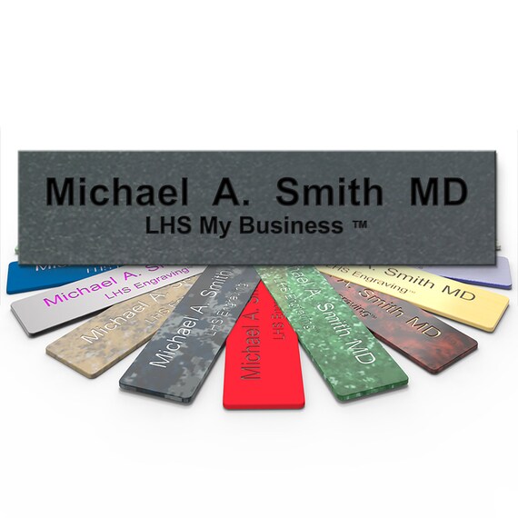 Engraved Desk Name Plate Personalized Textured Nickel Plastic Etsy