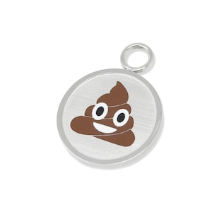 Funny Poo Emoji Pet Tag, Custom Engraved, 316L Stainless Steel