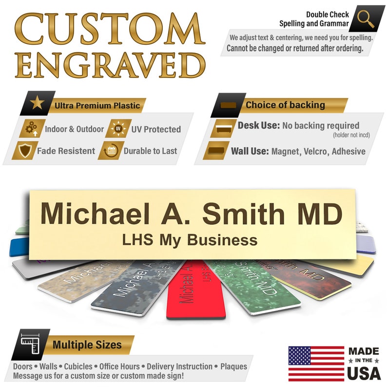 Office Door Name Plate Personalized Office Sign Engraved Ivory Etsy