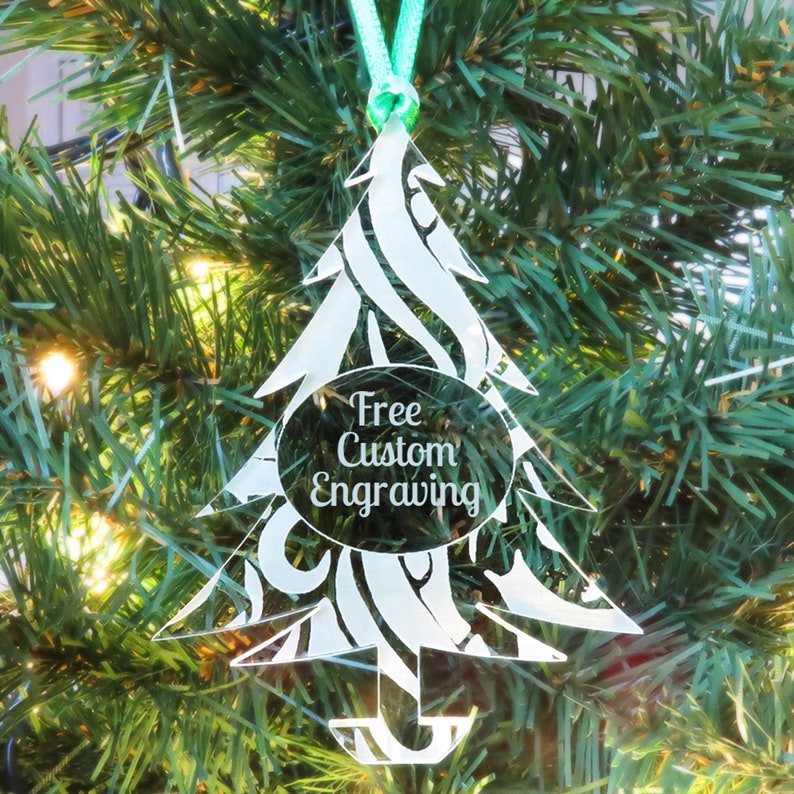 Personalized Swirl Pattern Custom Engraved Family Holiday Decorations Made in The USA Customized Christmas Tree Ornament 2018