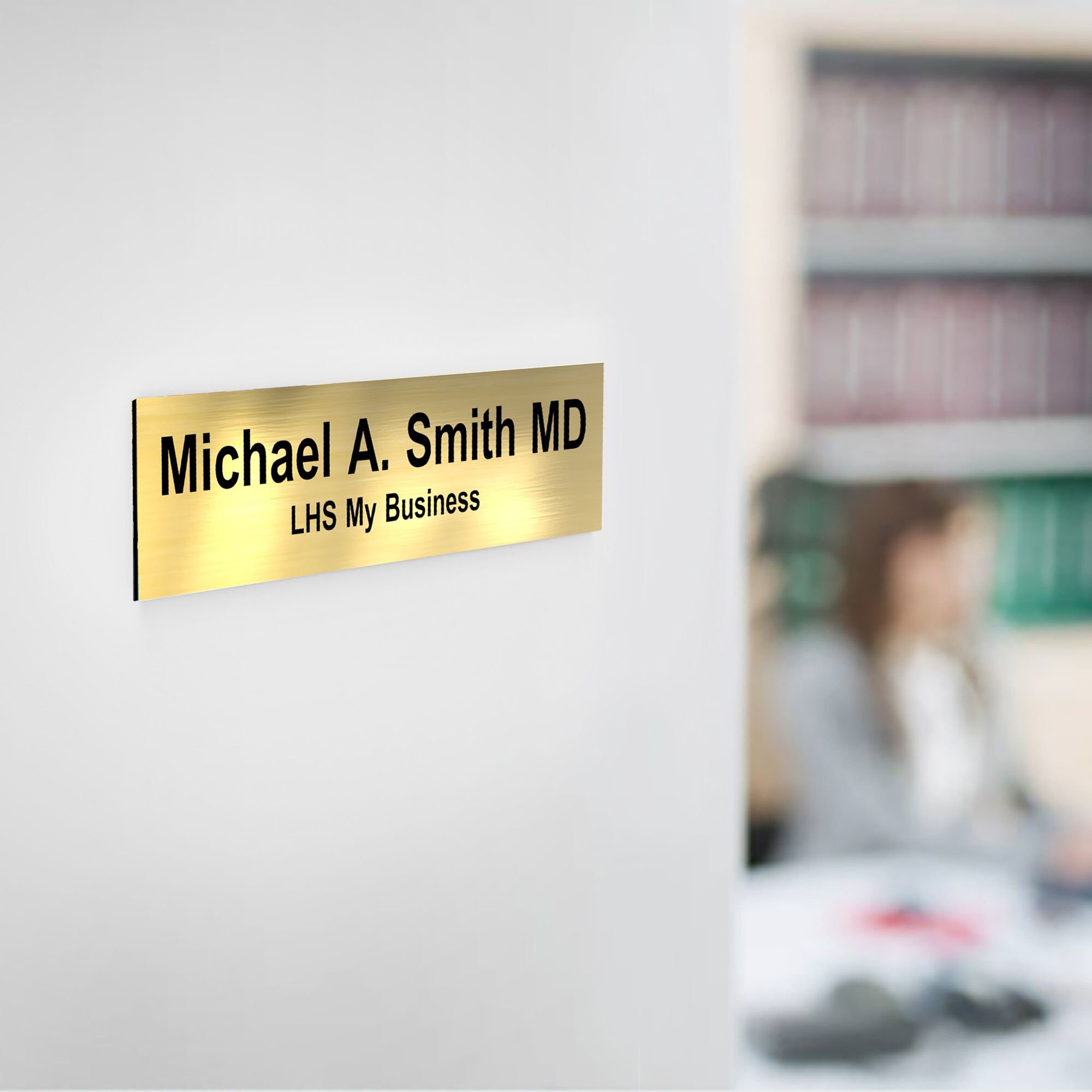 Office Door Name Plate Engraved Brushed Brass Plastic With Etsy New 