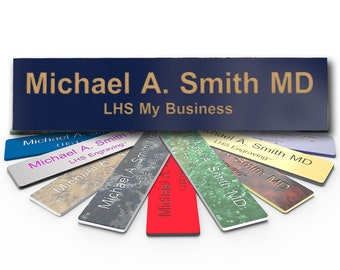 Custom Engraved Office Desk Name Plate, Navy Blue & Gold