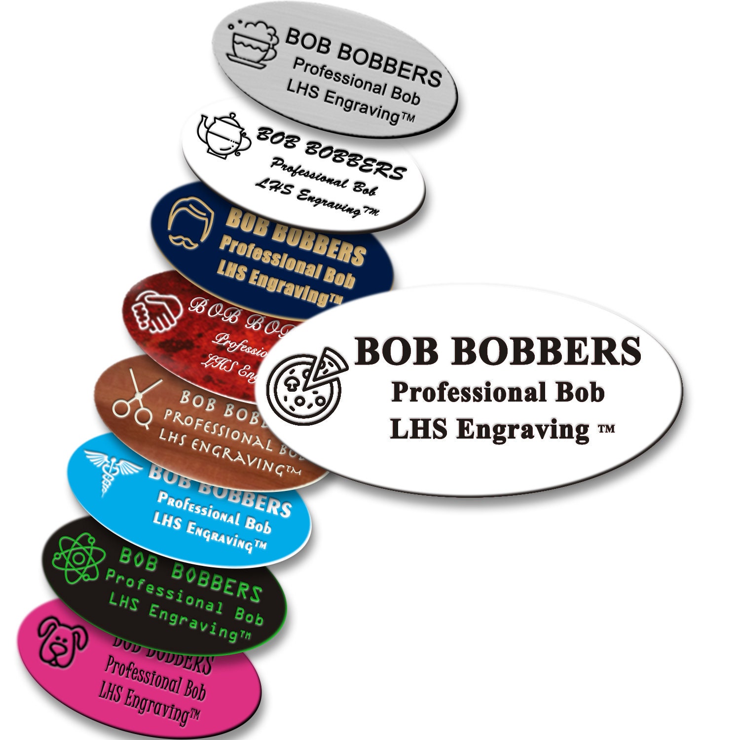 Oval Engraved Name Tag for Work Personalized White Plastic Etsy