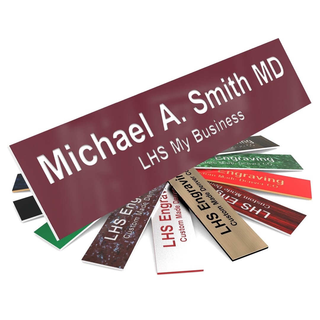 Custom Engraved Plate Personalized Office Door Sign Burgundy Plastic