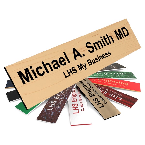 Custom Office Nameplate Personalized Engraving Cashew Plastic with Black Lettering, Desk Plate Custom Size | Made in USA N6