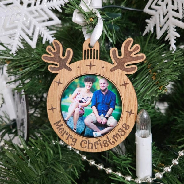 Christmas Photo Frame Ornament | Merry Christmas Decoration with a photo Frame | Laser Cut File | Christmas Laser cut | INSTANT DOWNLOAD