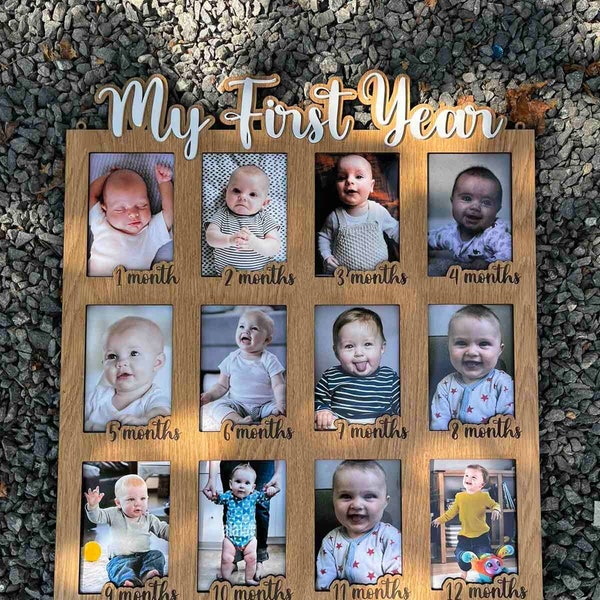 My First Year Photo Frame | 12 Months Photos | Baby Milestones |  Files For Engraving | Laser Cut | CNC | INSTANT DOWNLOAD