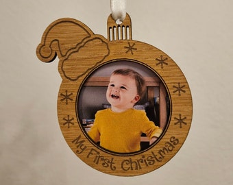 Il mio primo ornamento per cornice fotografica di Natale / Decorazione per bambini di buon Natale / File tagliato al laser / Taglio laser natalizio / DOWNLOAD IMMEDIATO