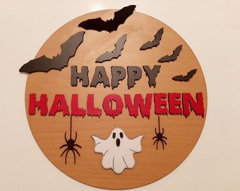 Decorazioni per la casa di Halloween / Cartello per porta di Halloween / Decorazioni autunnali / Cartello Happy Halloween DOWNLOAD IMMEDIATO, Taglio laser, CNC, (svg,pdf,ai,cdr,dxf)