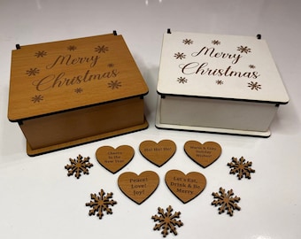 Christmas Gift Box I Merry Christmas Box I Christmas Qoutes I Flakes I Files For Engraving I Laser Cut I CNC I INSTANT DOWNLOAD