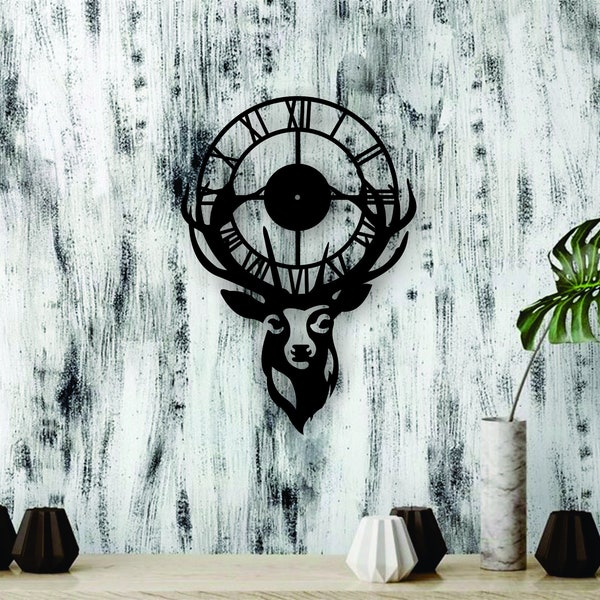 Deer Wall Clock ,Files For Engraving, Laser Cut, CNC, INSTANT DOWNLOAD!!!