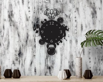 Gym Fitness Sport Wall Clock , Gym Decoration Files For Engraving, Laser Cut, CNC, INSTANT DOWNLOAD!!!