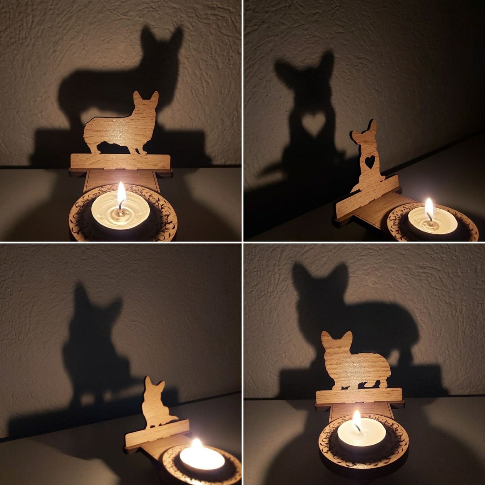 Shadow Candle Holder With 9 Dog Silhouettes Files Etsy