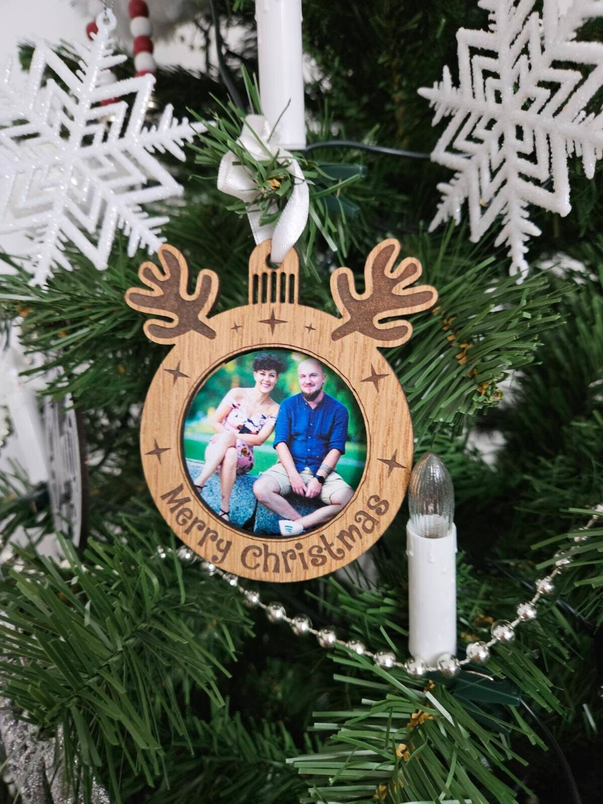 Christmas Photo Frame Ornament | Merry Christmas Decoration with a photo Frame | Laser Cut File | Christmas Laser cut | INSTANT DOWNLOAD