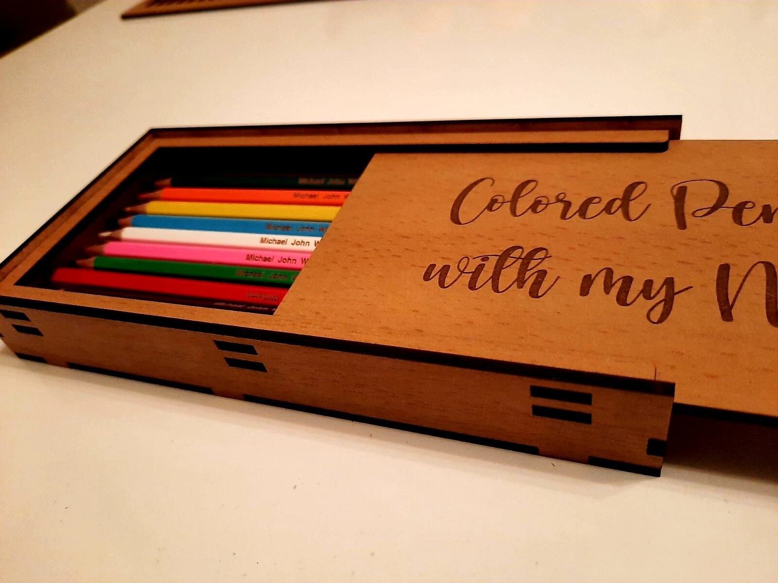 Personalized Colored Pencils Box With Pencil Jig Pencil Box Etsy