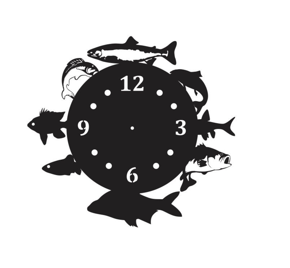 Fish Fisherman Clock Files for engraving Laser Cut CNC Etsy