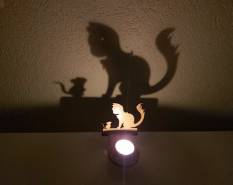 Cat Shadow Candle Holder with 8 Cat Silhouettes Files For Engraving, Laser Cut, CNC, INSTANT DOWNLOAD