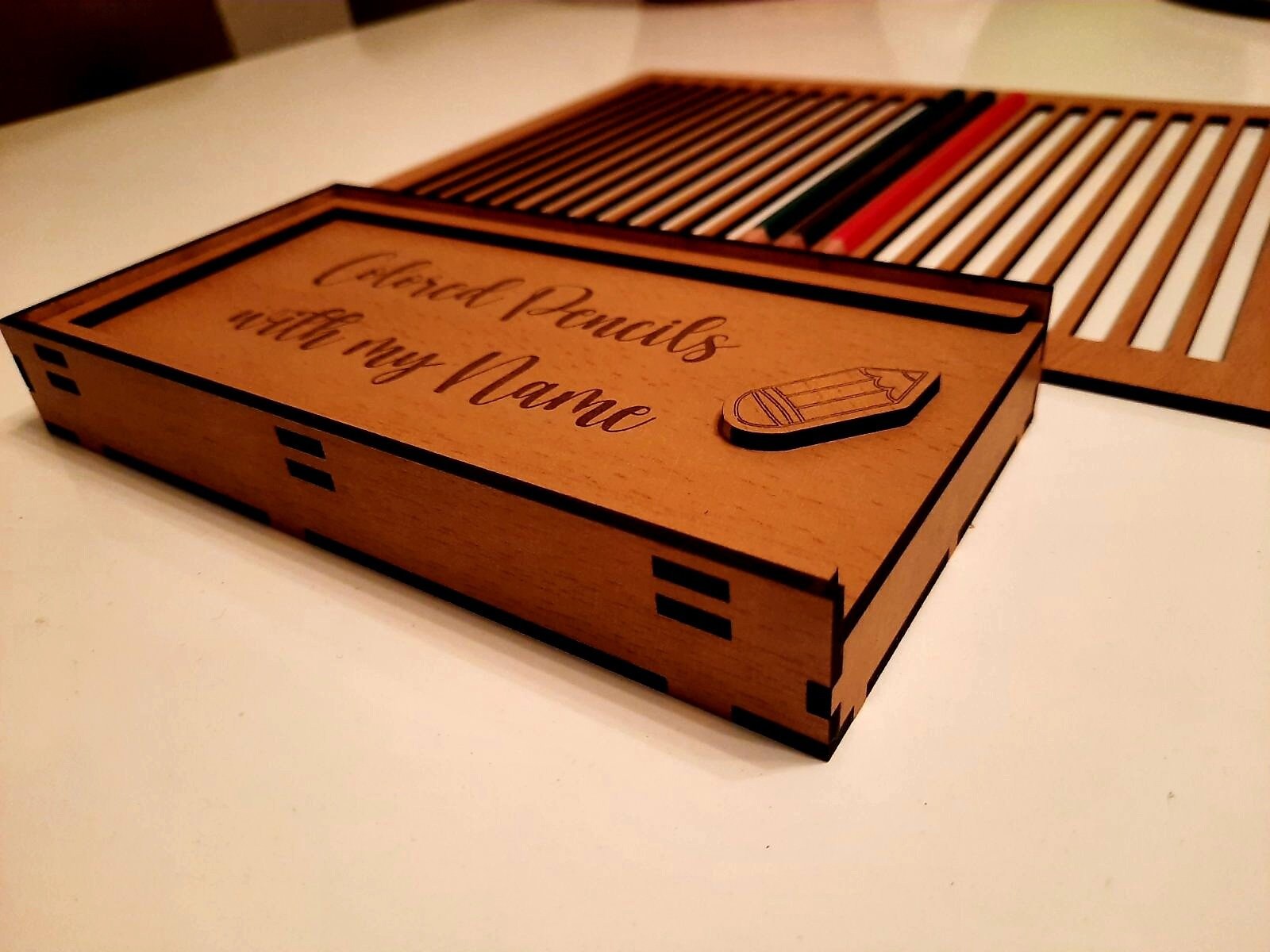 Personalized Colored Pencils Box With Pencil Jig Pencil Box Etsy