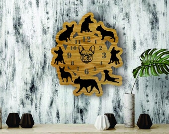 French Bulldog Clock, Files For Engraving, Laser Cut, CNC, INSTANT DOWNLOAD!!!