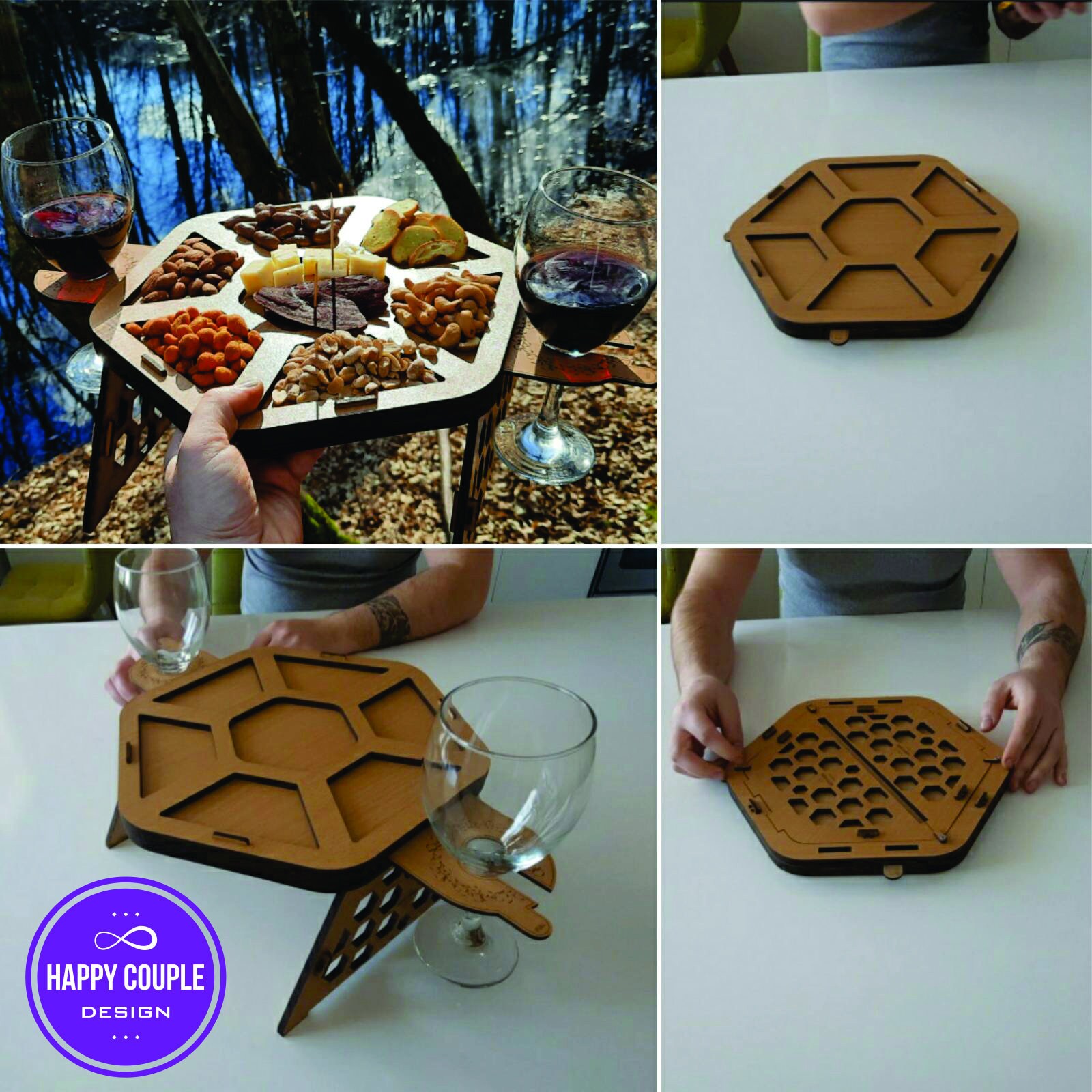 Wooden Wine Picnic Table, Portable Table, 3mm Thickness File, Files for Engraving, Laser Cut, CNC, INSTANT DOWNLOAD