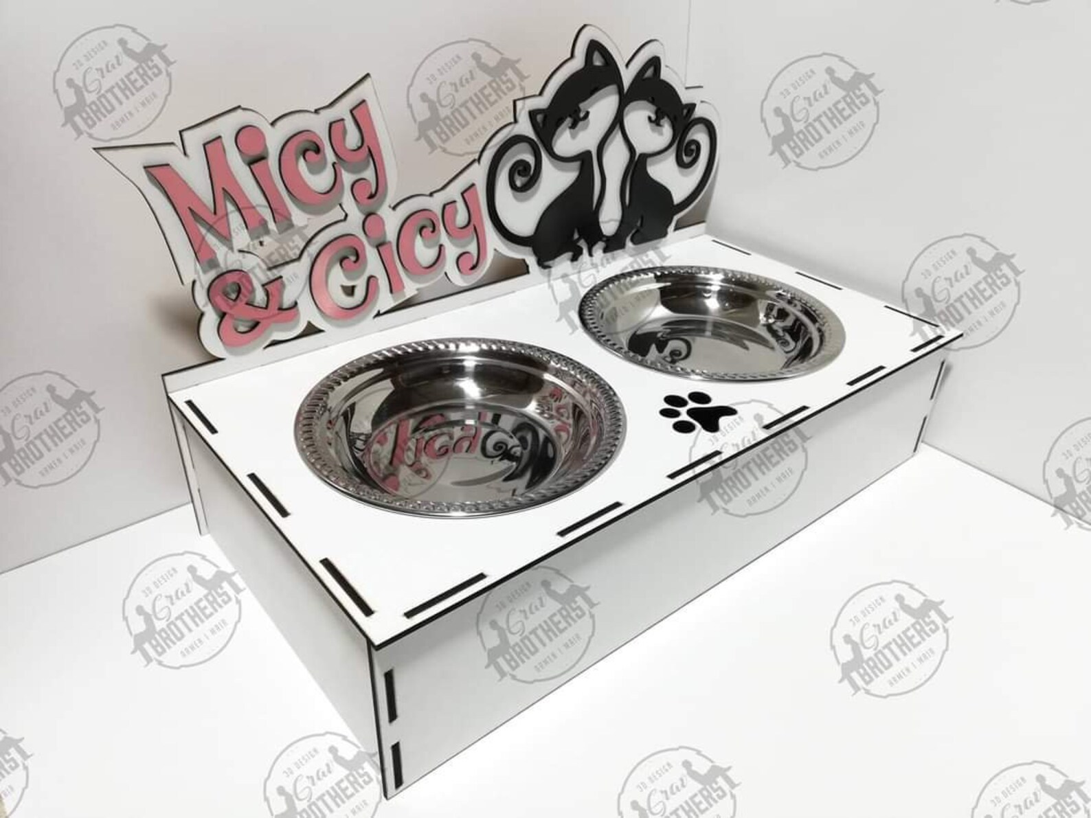 Cat Dish Holder Stand for Bowls files for Engraving Laser Etsy