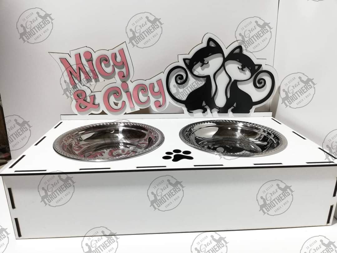 Cat Dish Holder Stand for Bowls files for Engraving Laser Etsy