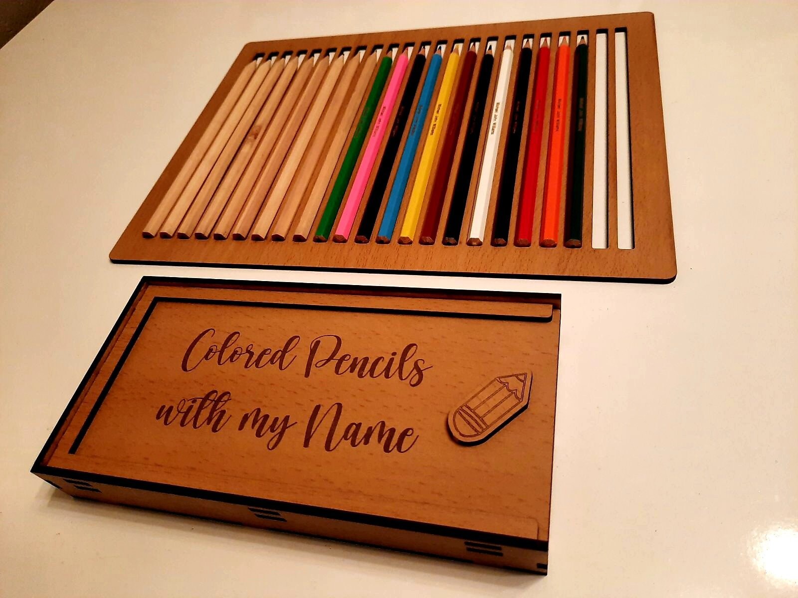 Personalized Colored Pencils Box With Pencil Jig Pencil Box Etsy