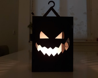 Lanterna con scatola di candele di Halloween / Decorazioni per la casa di Halloween / Zucca / Decorazioni per la tavola di Halloween / DOWNLOAD IMMEDIATO, Taglio laser, CNC