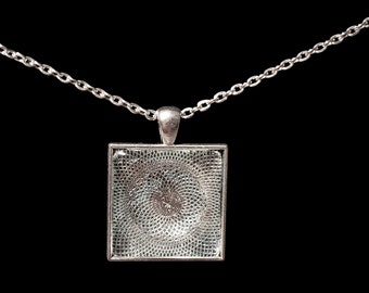 Square fractal pattern pendant necklace