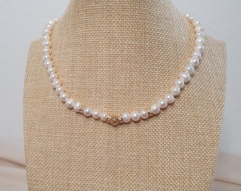Choker Perlenkette mit Süßwasserperlen, 18K und 14K vergoldet