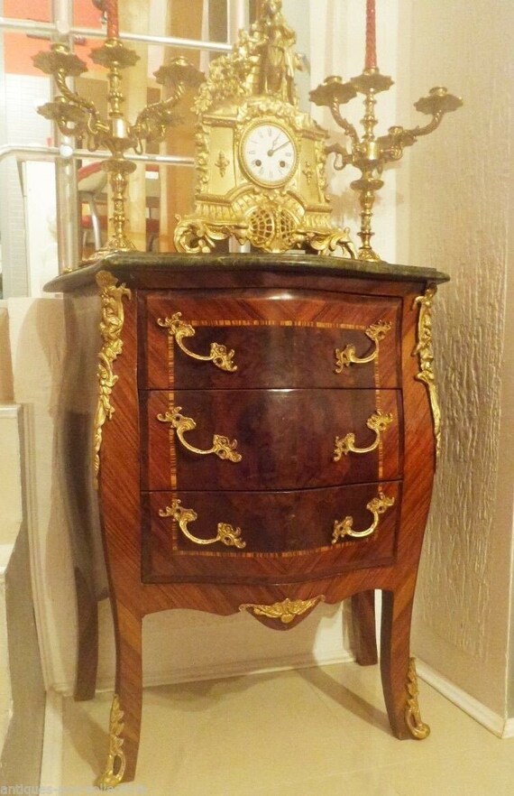 Antique 19th C Wooden Commode Rococo Style Louis Xv Furniture Etsy